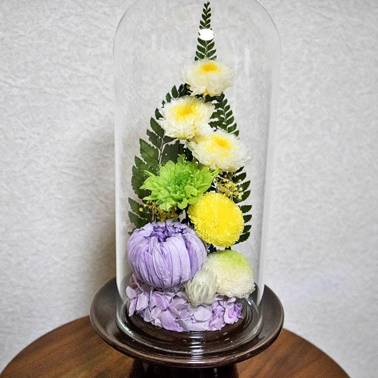 仏花 プリザーブドフラワー ガラスドーム型 仏壇用 お供え用の花