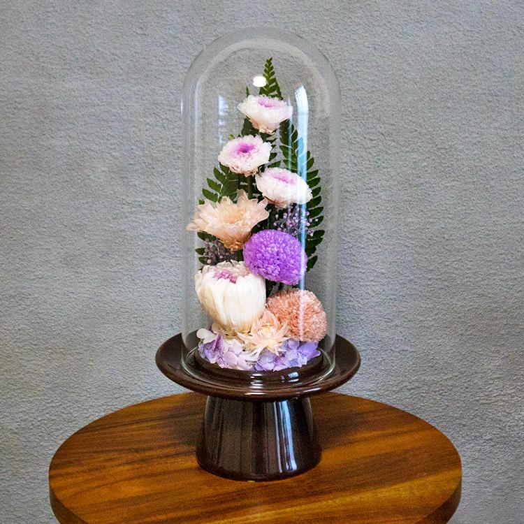 仏花ガラスドーム大対プリザーブドフラワー ガラスドーム一対仏花プリザーブドフラワーお手入れ不要 プリザーブド