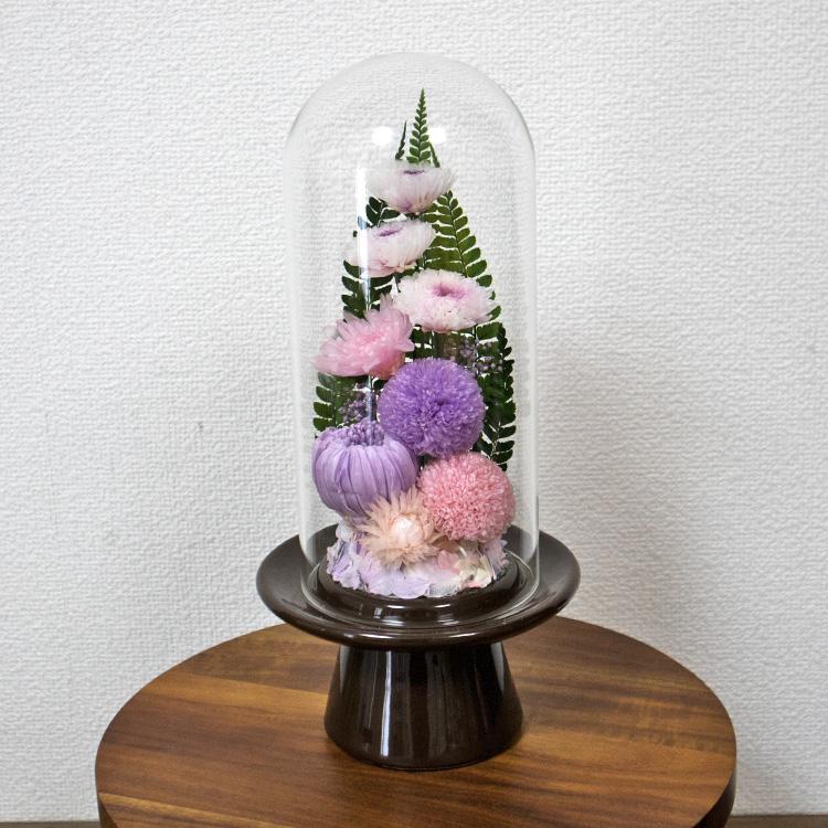 プリザーブドフラワー 仏花 仏壇用 ガラスドーム 大型 bd992 TENMOKU