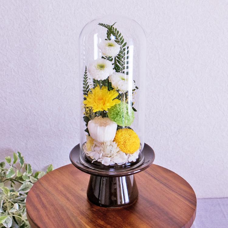 特選仏花　ガラスドーム 大　一対 蓮の花　 造花無し プリザーブドフラワー 特選仏花 ガラスドーム 大 一対 蓮の花 造花無し プリザーブドフラワー