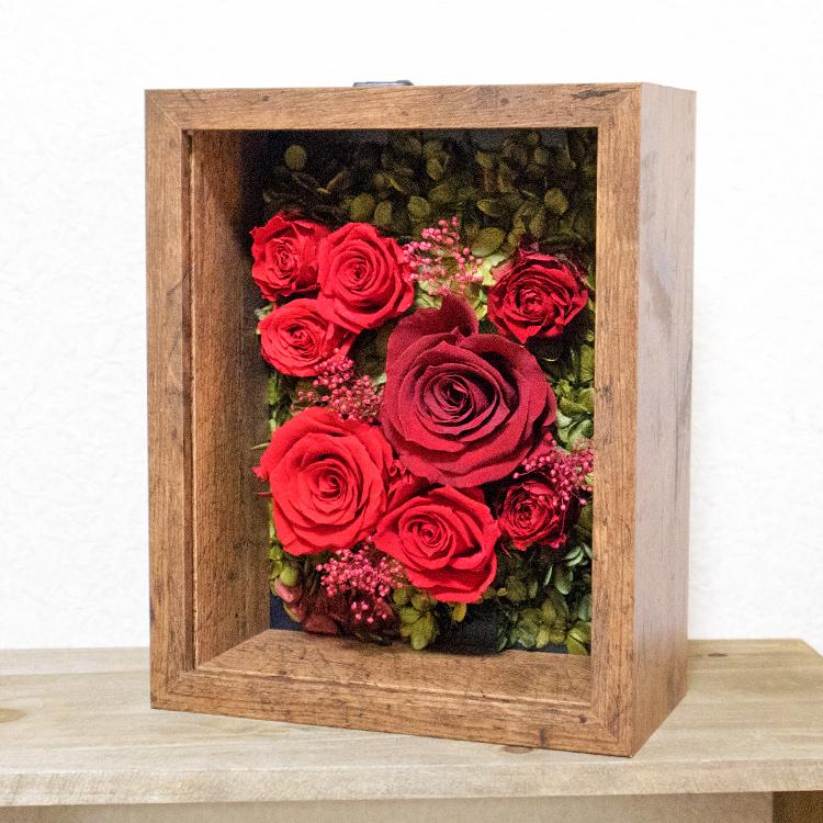 絵画のように見せる花 プリザーブドフラワー フレーム 額縁に入ったお花 RED 絵画のように見せる花 プリザーブドフラワー フレーム 額縁に入った