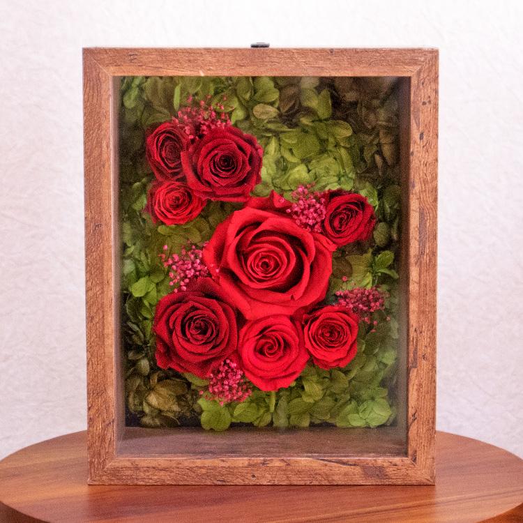 プリザーブドフラワー ギフト に最適 中型 サイズ フレーム 額入り