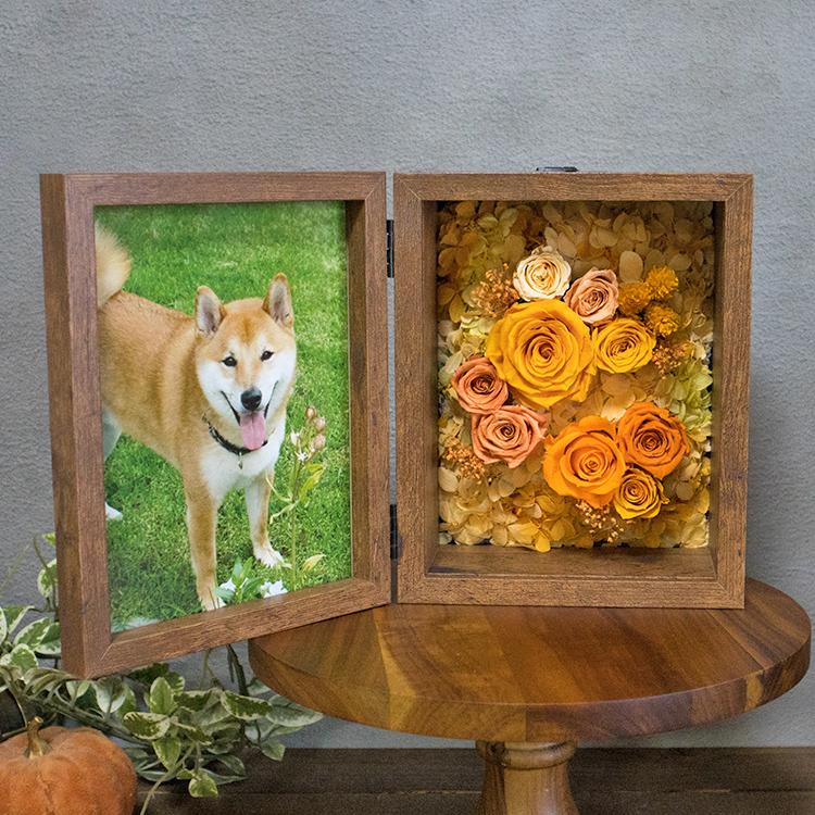 フォトフレーム プリザーブドフラワーアレンジ 写真立て 額縁に入った