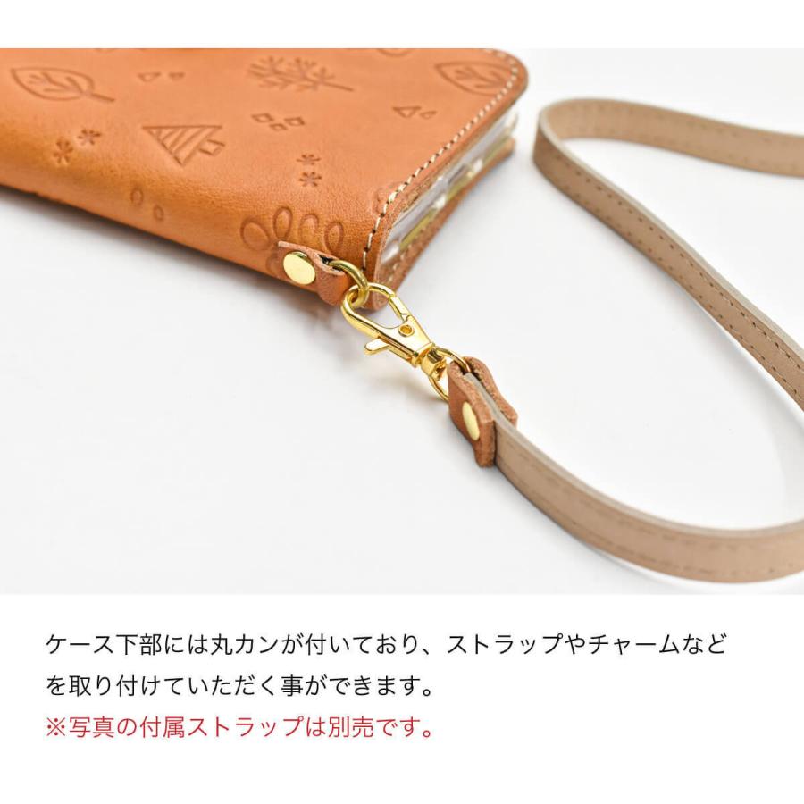 iPhone16 ケース 栃木レザー 総柄 花鳥風月 スマホケース 本革 手帳型