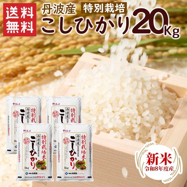 丹波産　コシヒカリ　特別栽培米　20キロ 特別栽培 丹波産(兵庫県)コシヒカリ20kg（5kg×4袋） 送料無料 令和7