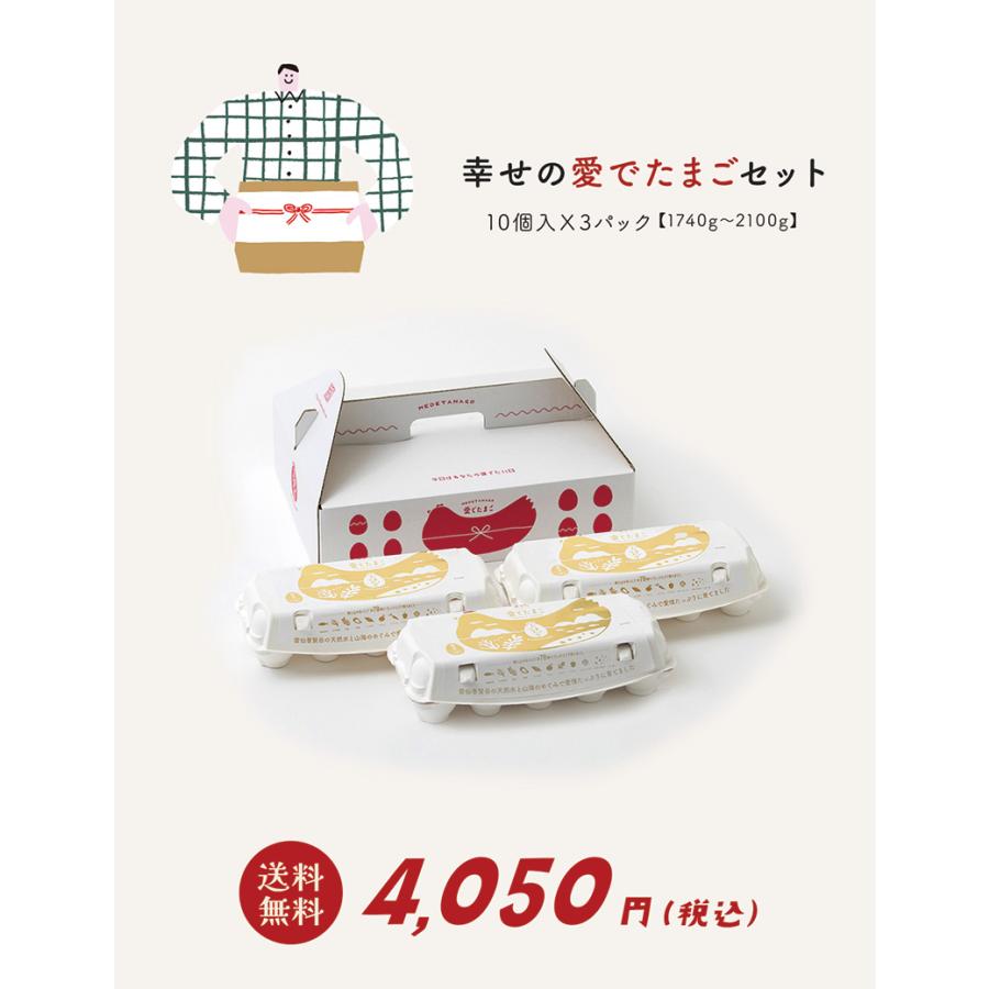 幸せの愛でたまごセット 送料無料 30個入り 10個×3P たまご 卵 生卵