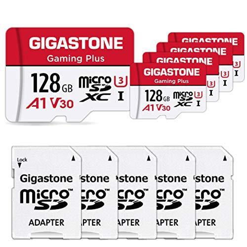 Gigastone Micro SD Card 128GB マイクロSDカード フルHD 5Pack 5枚セット 5 SDアダプタ付 5 ミニ収納ケーー厳選輸入品｜halpi-halpi｜02