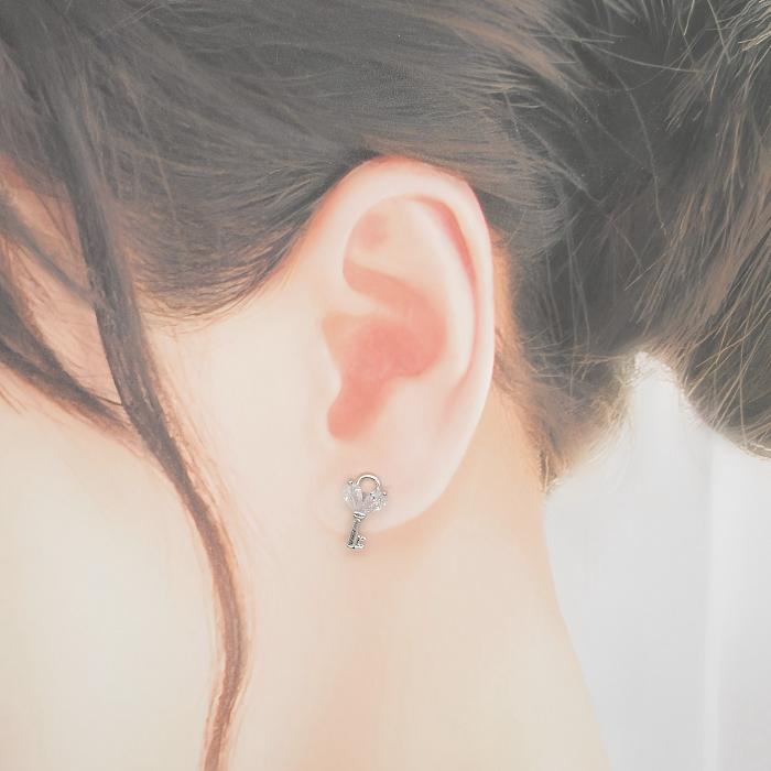 ボディピアス 16G ストレートバーベル ハート 鍵 カギ KEY ハートキー