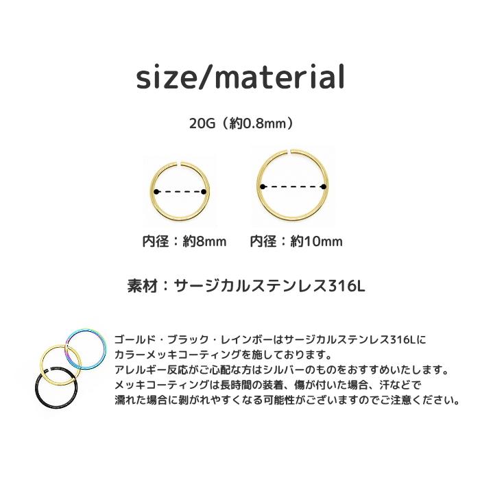 鼻ピアス 鼻ピ ノーズピアス ボディピアス シームレスリング リング セグメント 20g 20G サージカルステンレス |  | 03