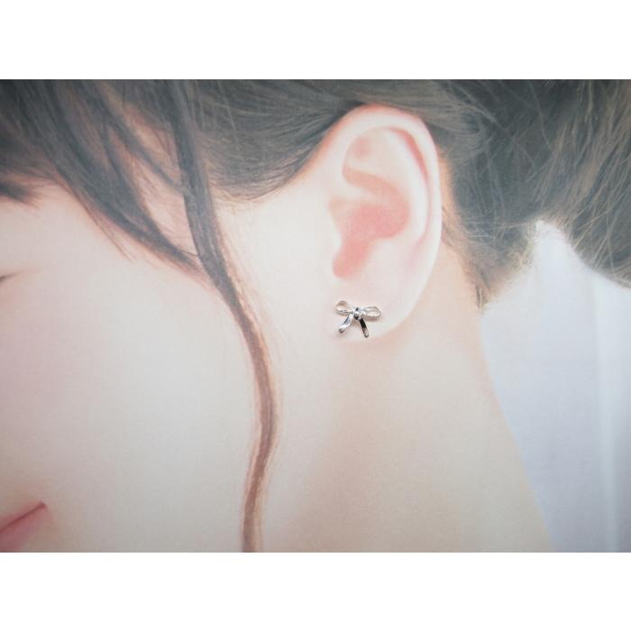 スタッドピアス シルバー 925 スターリングシルバー リボン レディース ペア売り |  | 02