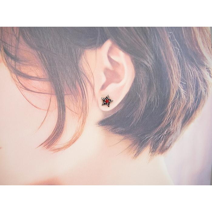 スタッドピアス 星 スター レッド CZ キュービック ジルコニア パンク ゴシック ユニセックス メンズ レディース ステンレス サージカルステンレス 片耳用 |  | 04