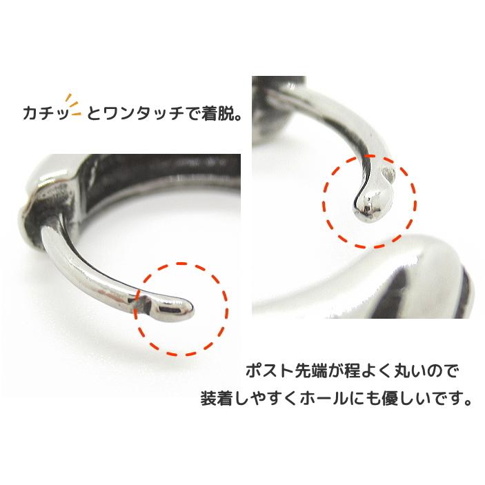 フープピアス ストライプ 斜め メンズ レディース ユニセックス パンク スチーム ステンレス サージカルステンレス 片耳用 |  | 03