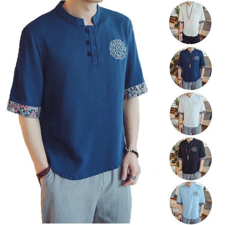 激安店舗 Tシャツ カットソー 麻 Tシャツ メンズ 涼しい トップス リネン Tシャツ カジュアル 麻 Tシャツ メンズ 涼しい トップス リネン Tシャツ カジュアル Tシャツ 半袖 T シャツ プルオーバー トップス 刺繍 紳士服 夏 サマー 19 新作 5色 Www Threeriversofs Com