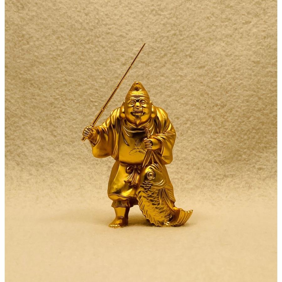 恵比寿天 高さ8.3cm 七福神 合金 金メッキ えびす 仏像 置物 : 浜田 