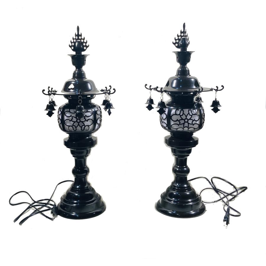 ☆中古品　灯篭(灯篭) 11台セット(大:4台 小:7台)☆ 丸型 台灯籠 2尺 色付 電装付 風鈴付 置 灯篭 : 浜田商店 仏壇 仏具
