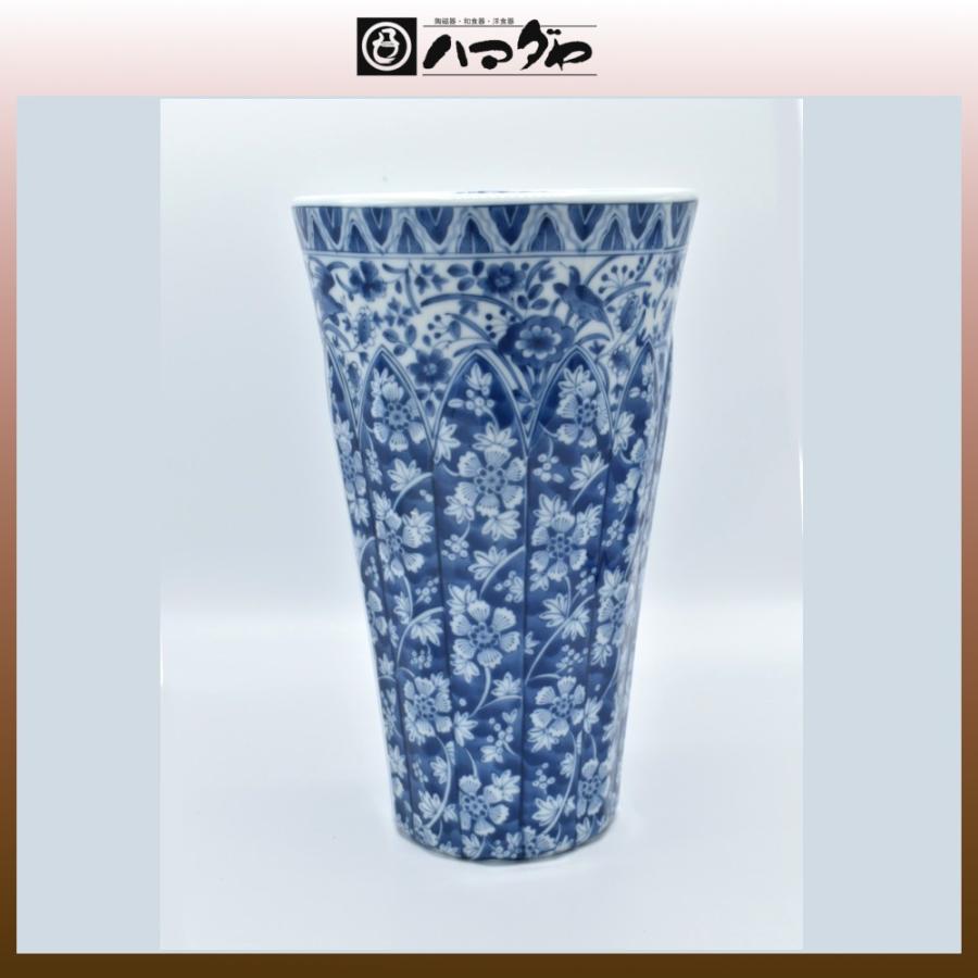美濃焼 花瓶 染付更紗 反型花瓶 item no.1f069 : ハマダヤ食器店