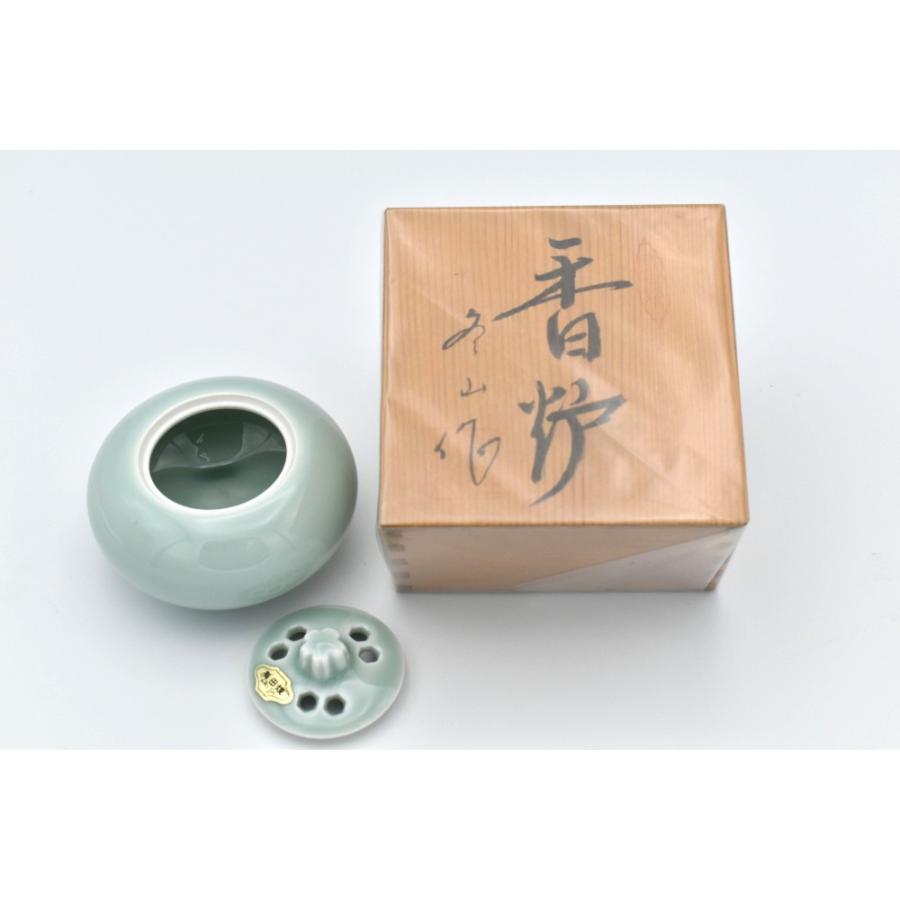 有田焼 香炉 青磁香炉(大） 木箱入り item no.1f081の画像