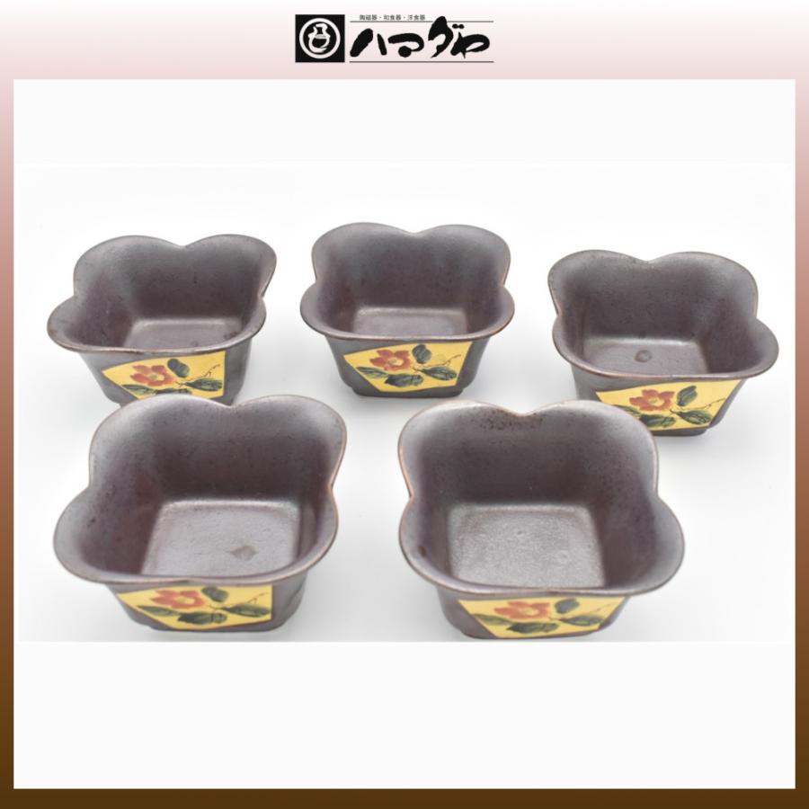 九谷焼 鉢 金箔山茶花 小鉢揃 木箱入り item no.1f316