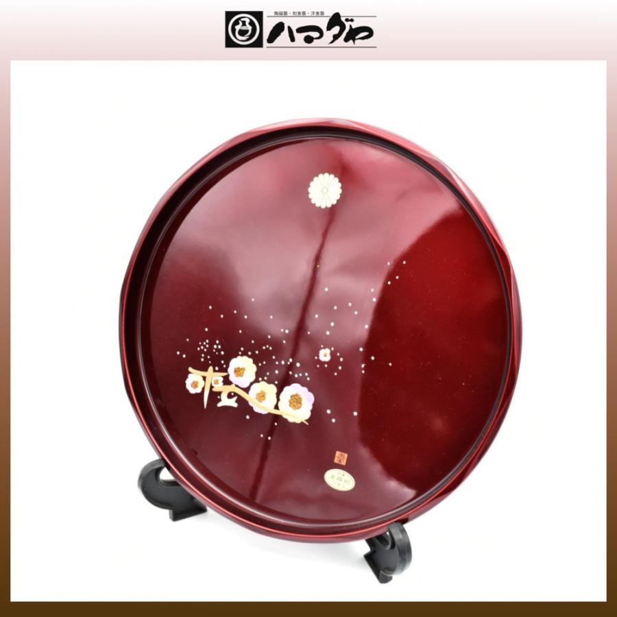 紀州塗 盆 菊紋入り 丸盆玉虫塗桜30ｃｍ item no.1f338 | 