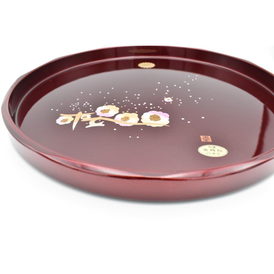 紀州塗 盆 菊紋入り 丸盆玉虫塗桜30ｃｍ item no.1f338 |  | 01