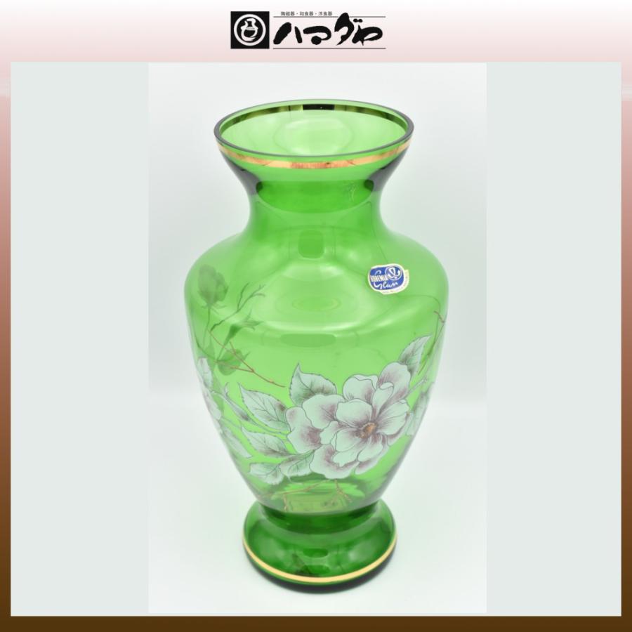ボヘミア 花瓶 クリスタル花瓶（グリーン） item no.1f390