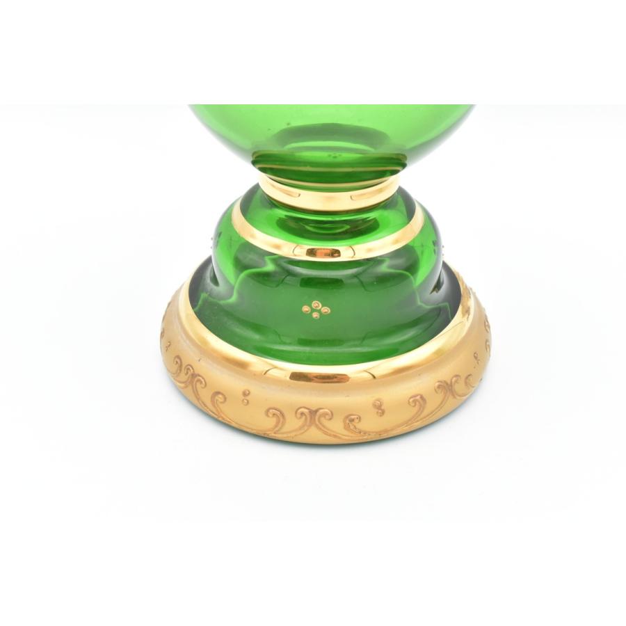 ボヘミア　ハイエナメル花瓶（グリーン） item no.2f427 