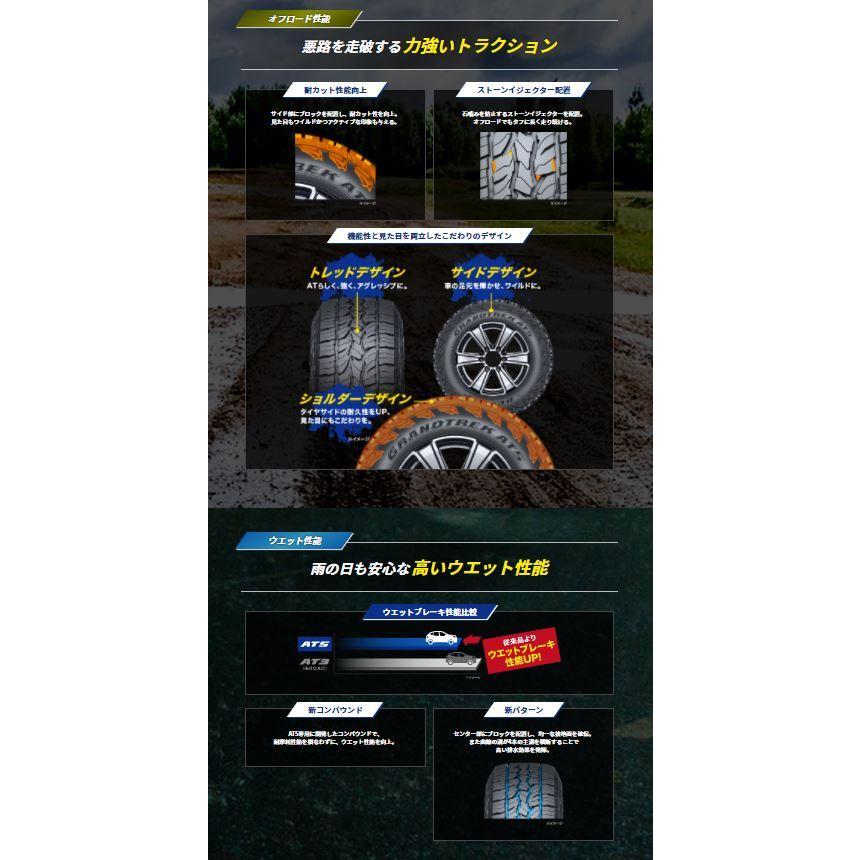 サマータイヤ　ＤＵＮＬＯＰ　ＧＲＡＮＤＴＲＥＫ　ＡＴ５　ダンロップ　グラントレック　エーティーファイブ　２７５／７０Ｒ１６　１１４Ｔ　４本セット｜hamagare-netstore｜02