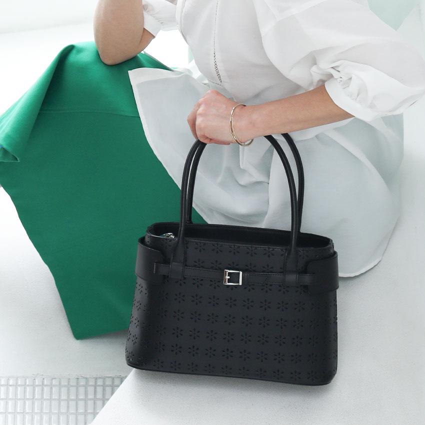 傳濱野　トートバッグ 傳濱野 【傳濱野】風の通り道を残した、涼やかパンチングレザートート