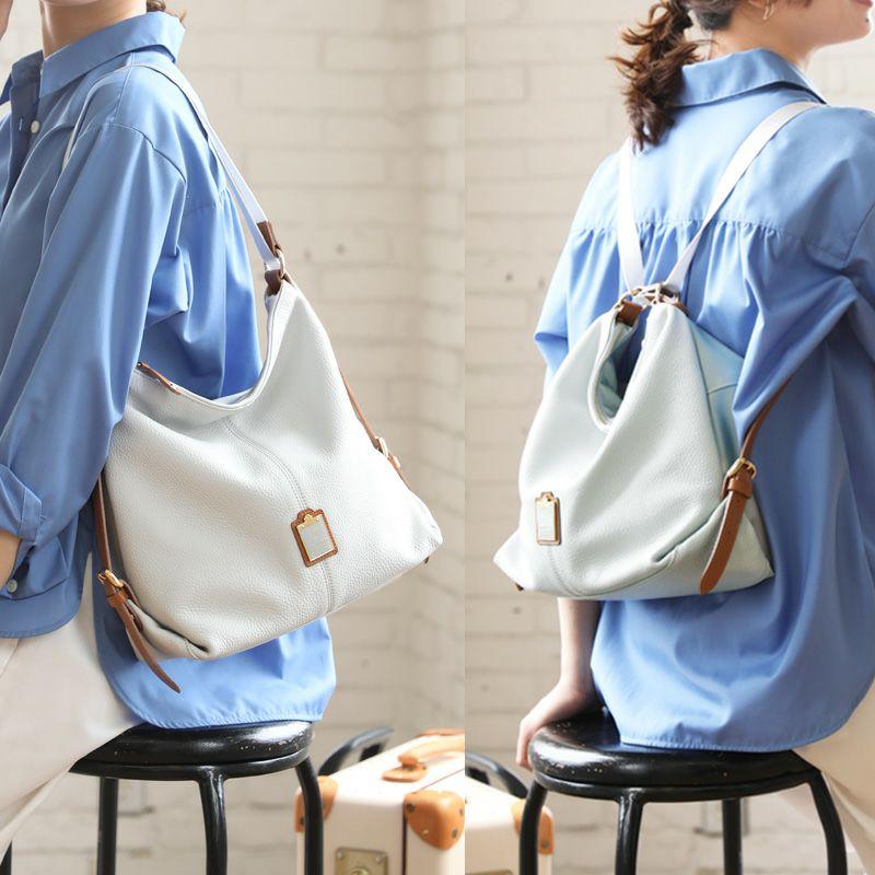 herschedule イタリア製撥水レザー　0秒リュック　トートバッグ　本革 HerSchedule】イタリア製撥水レザー＆撥水ナイロンの軽量リュック0秒で