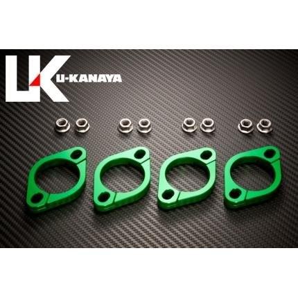ゼファー1100（ZEPHYR） アルミ削り出しエキゾーストフランジ グリーン U-KANAYA