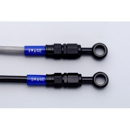 KSR110 PRO（14年〜） フロントブレーキホースキット ブラックホース レッド/ブラック スウェッジライン（SWAGE-LINE）
