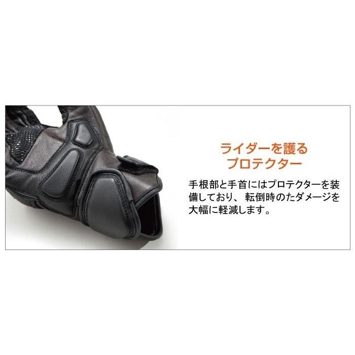 DEGNER レザー バイクグローブ プロテクター付 L TG-36 プロテクター付きレザーグローブ ブラウン XLサイズ DEGNER