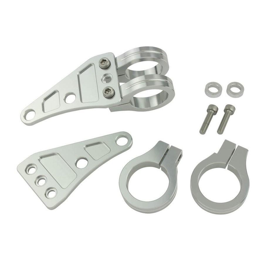 マシンドヘッドライトステー Φ35mm 2サークルクランプタイプ シルバー