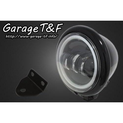SR400/SR500 4.5インチベーツライト（ブラック）プロジェクターLED仕様（リング付き） \u0026ライトステー（タイプC）KIT ガレージT＆F