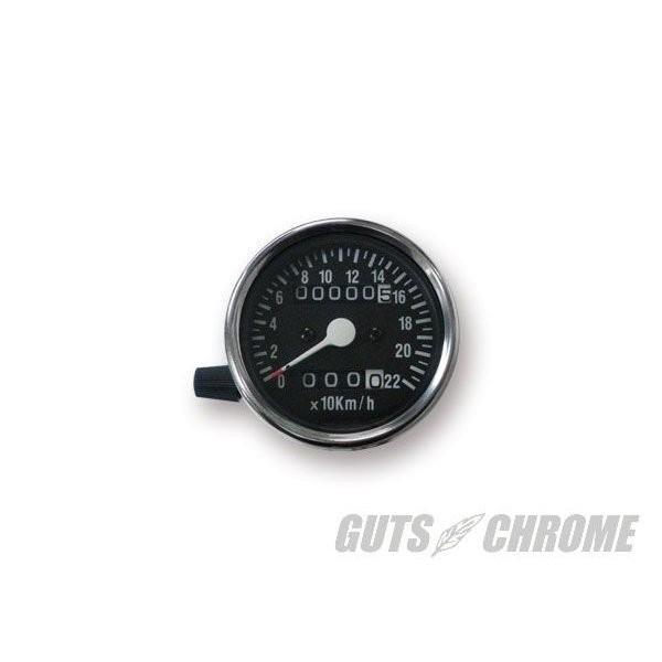 4100-7021 60mm機械式スピードメーター トリップ付 黒 2:1 GUTS CHROME（ガッツクローム）
