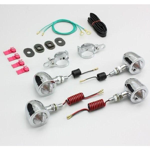 スティード400（STEED）VLX・VCL 民族音楽マウント ブレットウインカーキット Φ50粍 オレンジ色水晶体 HURRICANE（ハリケイン）