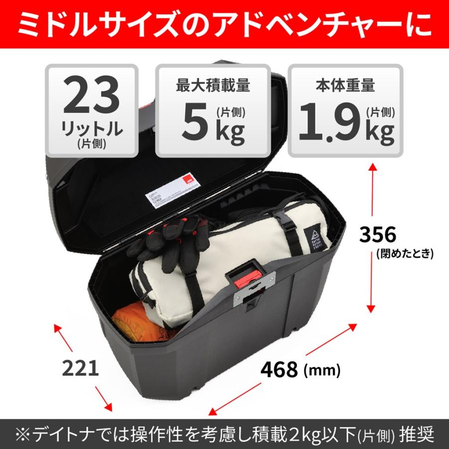 GIVI（ジビ） E23ND サイドケース 未塗装ブラック 左右セット(各23L