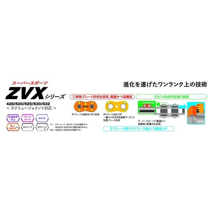 EKシールチェーン 530ZVX3 96L ゴールド×ゴールド MLJ（カシメ