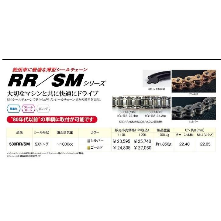 EKシールチェーン 520RR/SM 114L シルバー×シルバー SKJ（セミプレスクリップジョイント） EKチェーン（江沼チェーン）