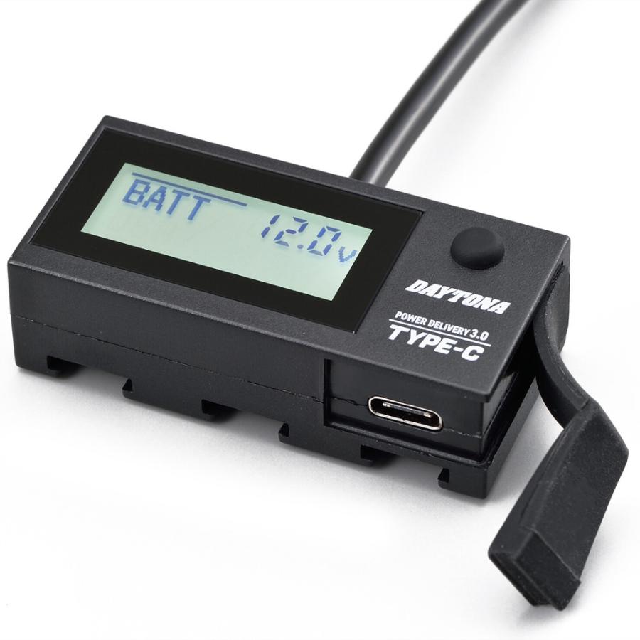 デジタル電圧計＆USB電源 Type-C イープラスチャージャー PD3.0対応 18W iPhone/Android対応 DAYTONA（デイトナ） | DAYTONA（バイク用品）
