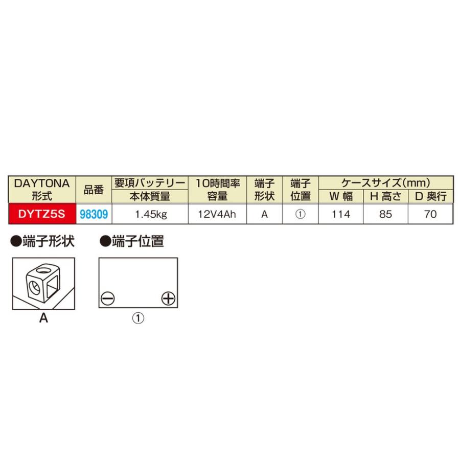 スーパーカブC125（JA48/JA58） ハイパフォーマンスバッテリー DYTZ5S（GSYUASA YTZ5S/古河電池 FTZ5Sに相当） DAYTONA（デイトナ）