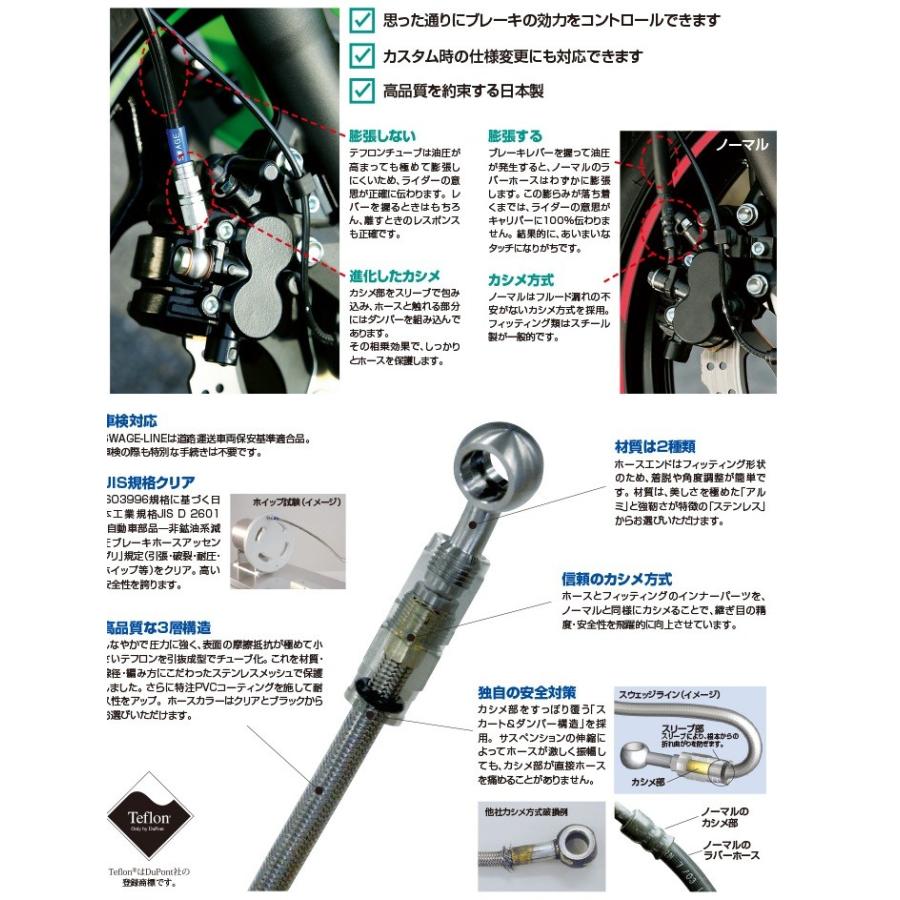 SV650（16年） Swage-PRO リア用 ブレーキホースキット レッド＆ブルー