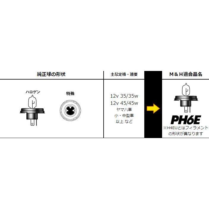 PH6Eハイパーハロゲンヘッドライトバルブ12v- 35/35w B2クリア