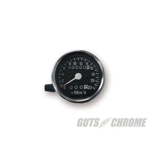 4100-7021 60mm機械式スピードメーター トリップ付 黒 2:1 GUTS CHROME（ガッツクローム）