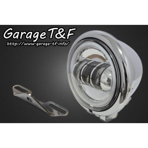 4.5インチベーツライト（メッキ）プロジェクターLED仕様（リング付き） \u0026ライトステー（タイプB）KIT ガレージT＆F ドラッグスター1100クラシック