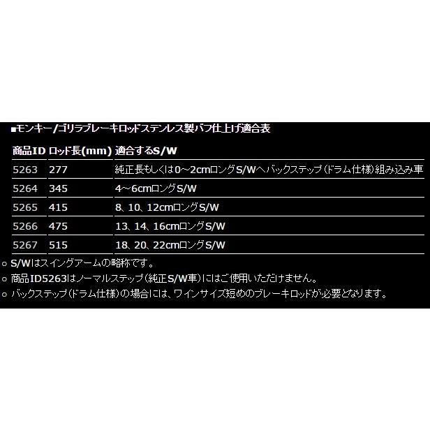モンキー（MONKEY）/ゴリラ ブレーキロッドステンレス製バフ仕上げ