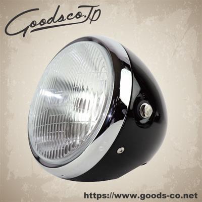 ルーカスタイプヘッドライト グロスブラック/クロームリム　(GOODS) 6-1/2インチ ルーカスタイプヘッドライト グロスブラック/クロームリム