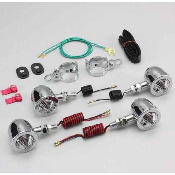 マグナ250/S（V-TWIN MAGNA） フォークマウント ブレットウインカーキット Φ50mm クリアレンズ HURRICANE（ハリケーン）