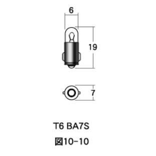 白熱電球 口金シングル球・マクラ球 12v- 2w T6 BA7S クリア 2個入り