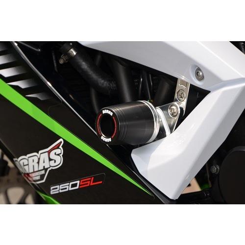 Ninja250SL（ニンジャ250SL） レーシングスライダー フレーム レースタイプ 左右セット ロゴ有 ジュラコン(R)/ホワイト AGRAS（アグラス）｜hamashoparts